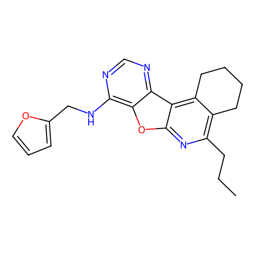 N-(furan-2-ylmethyl)-5-propyl-1,2,3,4-tetrahydropyrimido[4',5':4,5]furo[2,3-c]isoquinolin-8-amine structure