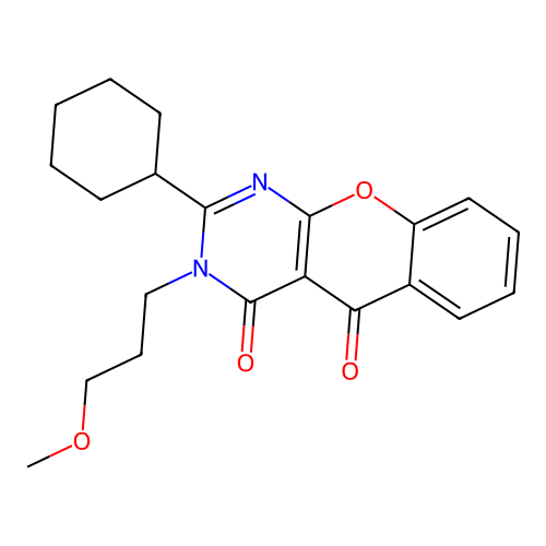 2-cyclohexyl-3-(3-methoxypropyl)-4H-chromeno[2,3-d]pyrimidine-4,5(3H)-dione structure