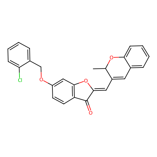 (Z)-6-((2-chlorobenzyl)oxy)-2-((2-methyl-2H-chromen-3-yl)methylene)benzofuran-3(2H)-one structure