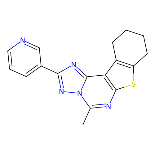 5-methyl-2-(3-pyridyl)-8,9,10,11-tetrahydro[1]benzothieno[3,2-e][1,2,4]triazolo[1,5-c]pyrimidine structure