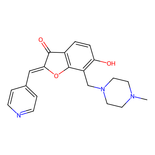 (Z)-6-hydroxy-7-((4-methylpiperazin-1-yl)methyl)-2-(pyridin-4-ylmethylene)benzofuran-3(2H)-one structure
