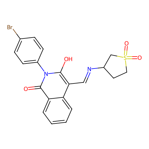 2-(4-bromophenyl)-4-[[(1,1-dioxothiolan-3-yl)amino]methylidene]isoquinoline-1,3-dione structure