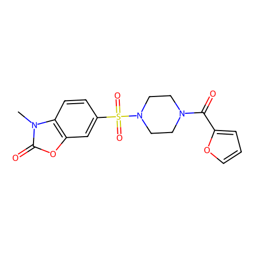 6-((4-(furan-2-carbonyl)piperazin-1-yl)sulfonyl)-3-methylbenzo[d]oxazol-2(3H)-one structure