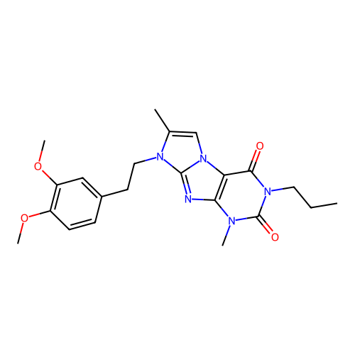 8-(3,4-dimethoxyphenethyl)-1,7-dimethyl-3-propyl-1H-imidazo[2,1-f]purine-2,4(3H,8H)-dione structure