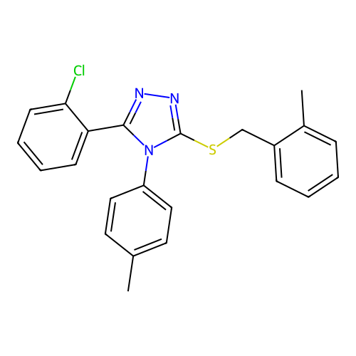 3-(2-chlorophenyl)-4-(4-methylphenyl)-5-[(2-methylphenyl)methylsulfanyl]-1,2,4-triazole structure