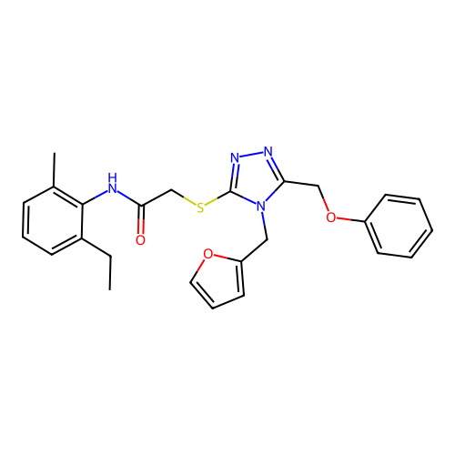 N-(2-ethyl-6-methylphenyl)-2-{[4-(furan-2-ylmethyl)-5-(phenoxymethyl)-4H-1,2,4-triazol-3-yl]sulfanyl}acetamide structure