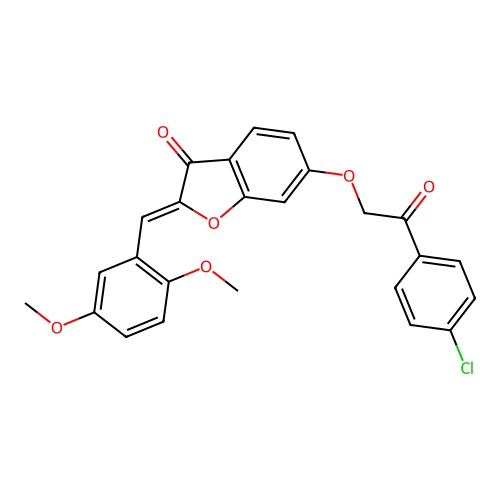 (Z)-6-(2-(4-chlorophenyl)-2-oxoethoxy)-2-(2,5-dimethoxybenzylidene)benzofuran-3(2H)-one structure
