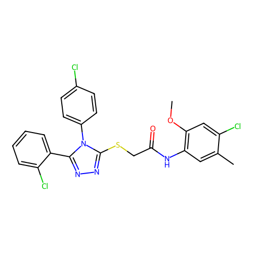 N-(4-chloro-2-methoxy-5-methylphenyl)-2-{[5-(2-chlorophenyl)-4-(4-chlorophenyl)-4H-1,2,4-triazol-3-yl]sulfanyl}acetamide structure