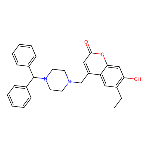 4-{[4-(Diphenylmethyl)piperazinyl]methyl}-6-ethyl-7-hydroxychromen-2-one structure