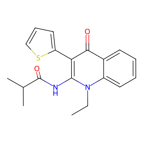 N-(1-Ethyl-4-oxo-3-thiophen-2-yl-1,4-dihydro-quinolin-2-yl)-isobutyramide structure