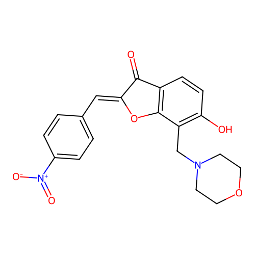(Z)-6-hydroxy-7-(morpholinomethyl)-2-(4-nitrobenzylidene)benzofuran-3(2H)-one structure
