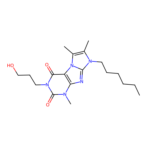 8-hexyl-3-(3-hydroxypropyl)-1,6,7-trimethyl-1H-imidazo[2,1-f]purine-2,4(3H,8H)-dione structure