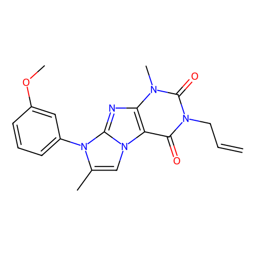 8-(3-methoxyphenyl)-1,7-dimethyl-3-(prop-2-en-1-yl)-1H-imidazo[2,1-f]purine-2,4(3H,8H)-dione structure
