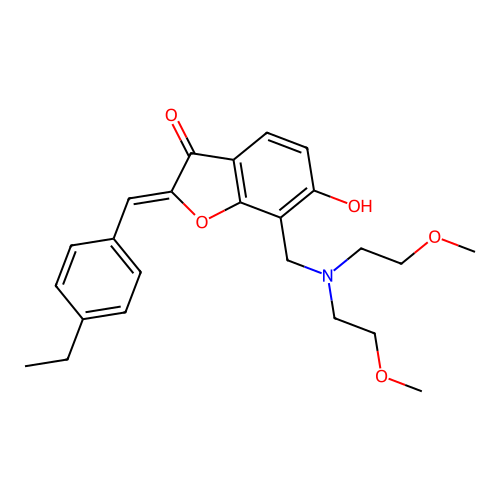 (Z)-7-((bis(2-methoxyethyl)amino)methyl)-2-(4-ethylbenzylidene)-6-hydroxybenzofuran-3(2H)-one structure