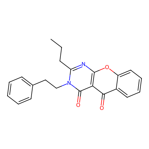 3-(2-phenylethyl)-2-propyl-4H-chromeno[2,3-d]pyrimidine-4,5(3H)-dione structure