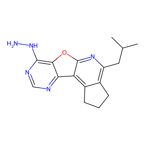 7-hydrazinyl-4-(2-methylpropyl)-2,3-dihydro-1H-cyclopenta[4',5']pyrido[3',2':4,5]furo[3,2-d]pyrimidine structure