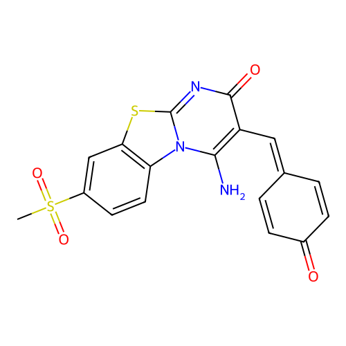 (E)-3-(4-hydroxybenzylidene)-4-imino-8-(methylsulfonyl)-3,4-dihydro-2H-benzo[4,5]thiazolo[3,2-a]pyrimidin-2-one structure