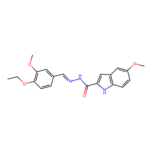 (E)-N'-(4-ethoxy-3-methoxybenzylidene)-5-methoxy-1H-indole-2-carbohydrazide structure