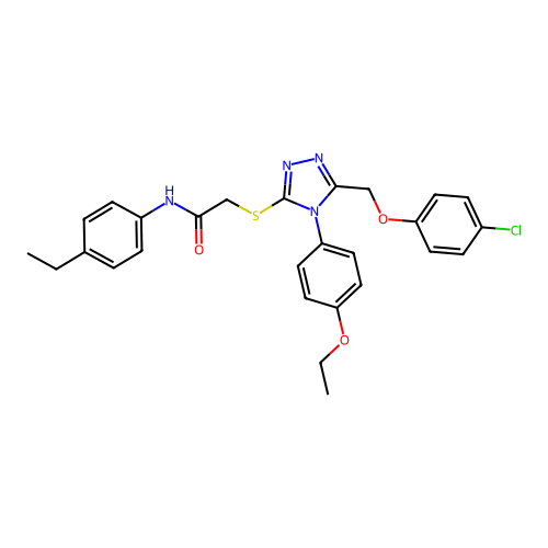 2-((5-((4-chlorophenoxy)methyl)-4-(4-ethoxyphenyl)-4H-1,2,4-triazol-3-yl)thio)-N-(4-ethylphenyl)acetamide structure