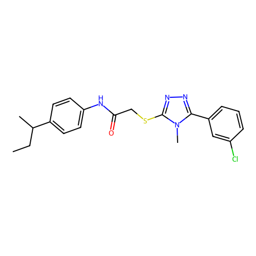 N-[4-(butan-2-yl)phenyl]-2-{[5-(3-chlorophenyl)-4-methyl-4H-1,2,4-triazol-3-yl]sulfanyl}acetamide structure