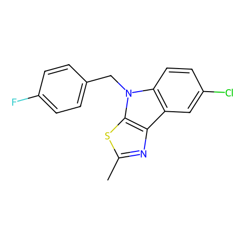 7-chloro-4-(4-fluorobenzyl)-2-methyl-4H-[1,3]thiazolo[5,4-b]indole structure