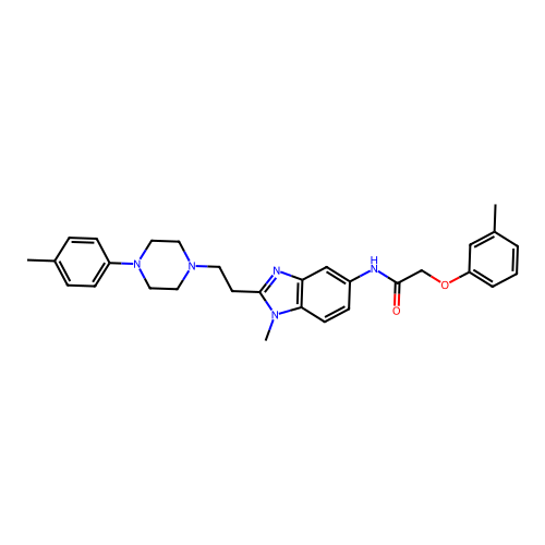 N-(1-methyl-2-(2-(4-(p-tolyl)piperazin-1-yl)ethyl)-1H-benzo[d]imidazol-5-yl)-2-(m-tolyloxy)acetamide structure