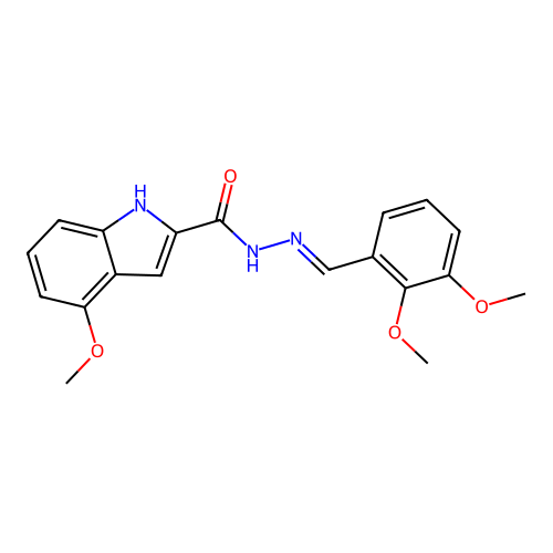 N'-[(E)-(2,3-dimethoxyphenyl)methylidene]-4-methoxy-1H-indole-2-carbohydrazide structure