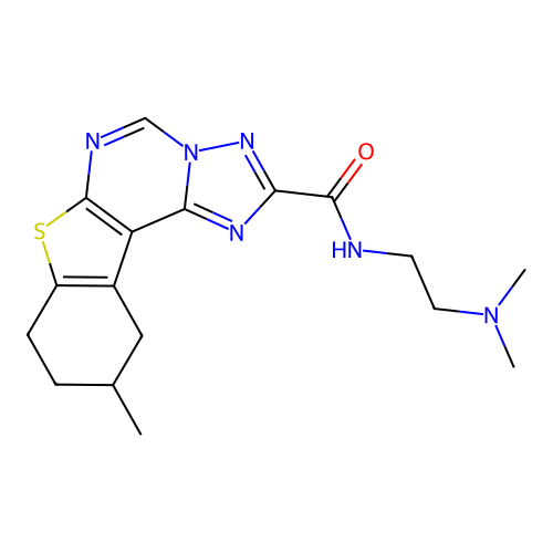 N-(2-(dimethylamino)ethyl)-10-methyl-8,9,10,11-tetrahydrobenzo[4,5]thieno[3,2-e][1,2,4]triazolo[1,5-c]pyrimidine-2-carboxamide structure