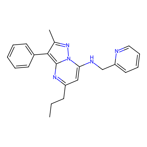 2-methyl-3-phenyl-5-propyl-N-(pyridin-2-ylmethyl)pyrazolo[1,5-a]pyrimidin-7-amine structure