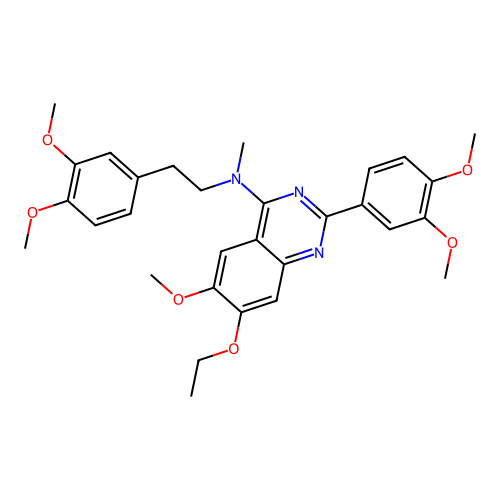 2-(3,4-dimethoxyphenyl)-N-[2-(3,4-dimethoxyphenyl)ethyl]-7-ethoxy-6-methoxy-N-methylquinazolin-4-amine structure