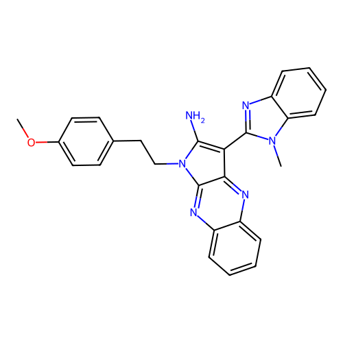 1-(4-methoxyphenethyl)-3-(1-methyl-1H-benzo[d]imidazol-2-yl)-1H-pyrrolo[2,3-b]quinoxalin-2-amine structure