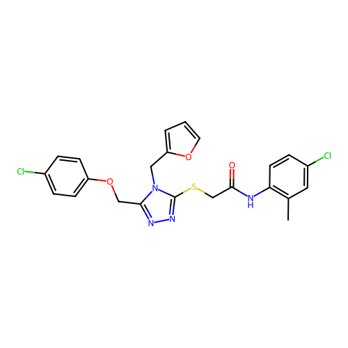 N-(4-chloro-2-methylphenyl)-2-((5-((4-chlorophenoxy)methyl)-4-(furan-2-ylmethyl)-4H-1,2,4-triazol-3-yl)thio)acetamide structure