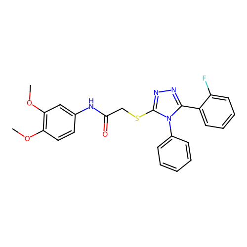 N-(3,4-dimethoxyphenyl)-2-[[5-(2-fluorophenyl)-4-phenyl-1,2,4-triazol-3-yl]sulfanyl]acetamide structure