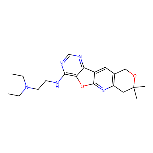 N'-(8,8-dimethyl-7,10-dihydro-8H-pyrano[3'',4'':5',6']pyrido[3',2':4,5]furo[3,2-d]pyrimidin-4-yl)-N,N-diethylethane-1,2-diamine structure