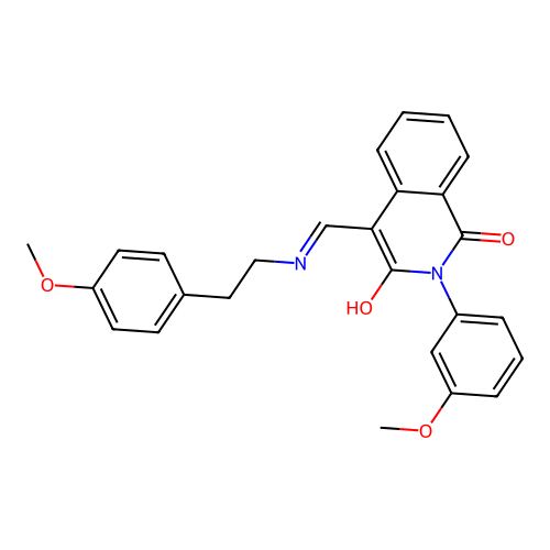 2-(3-methoxyphenyl)-4-[[2-(4-methoxyphenyl)ethylamino]methylidene]isoquinoline-1,3-dione structure