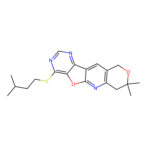 4-(ISOPENTYLSULFANYL)-8,8-DIMETHYL-7,10-DIHYDRO-8H-PYRANO[3'',4'':5',6']PYRIDO[3',2':4,5]FURO[3,2-D]PYRIMIDINE structure
