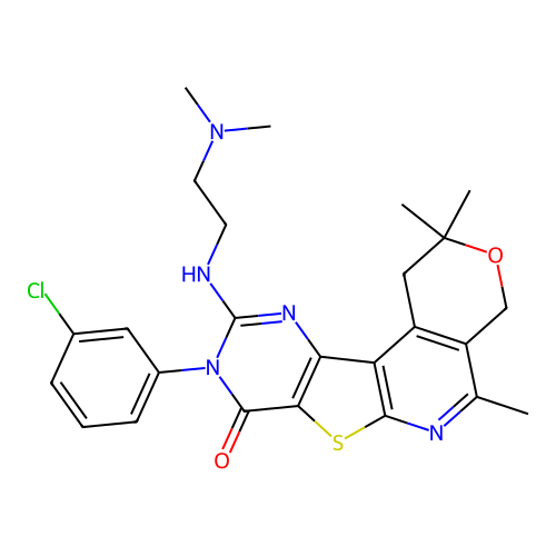 9-(3-Chloro-phenyl)-10-(2-dimethylamino-ethylamino)-2,2,5-trimethyl-1,4-dihydro-2H,9H-3-oxa-7-thia-6, 9,11-triaza-benzo[c]fluoren-8-one structure