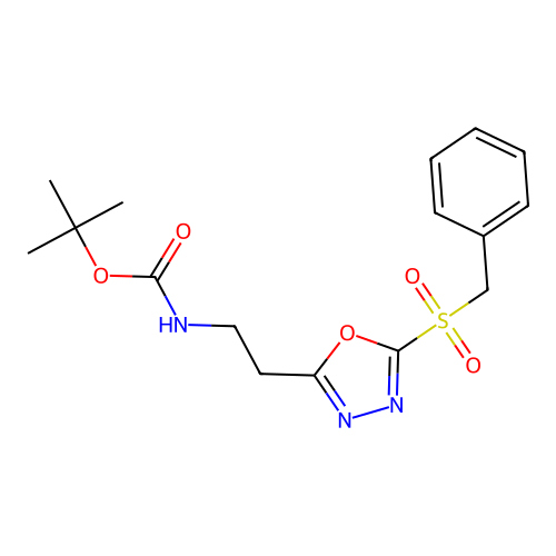 Tert-butyl (2-(5-(benzylsulfonyl)-1,3,4-oxadiazol-2-yl)ethyl)carbamate structure