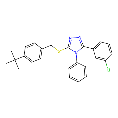 3-[(4-tert-butylbenzyl)sulfanyl]-5-(3-chlorophenyl)-4-phenyl-4H-1,2,4-triazole structure