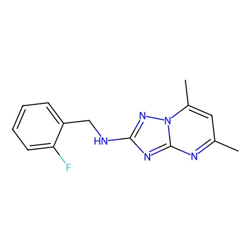 N-(2-fluorobenzyl)-5,7-dimethyl[1,2,4]triazolo[1,5-a]pyrimidin-2-amine structure