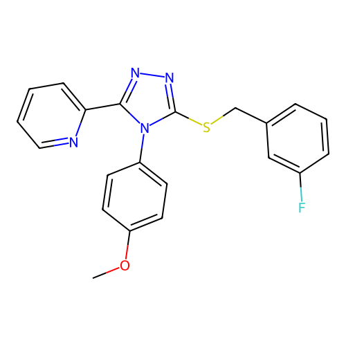 2-[5-[(3-fluorophenyl)methylsulfanyl]-4-(4-methoxyphenyl)-1,2,4-triazol-3-yl]pyridine structure