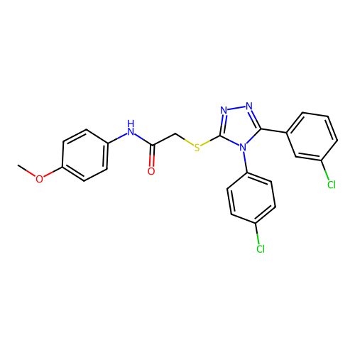 2-{[5-(3-chlorophenyl)-4-(4-chlorophenyl)-4H-1,2,4-triazol-3-yl]sulfanyl}-N-(4-methoxyphenyl)acetamide structure
