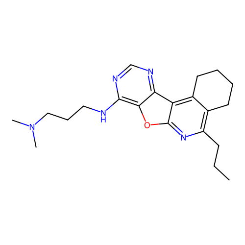 N,N-Dimethyl-N'-(5-propyl-1,2,3,4-tetrahydro-7-oxa-6,9,11-triaza-benzo[c]fluoren-8-yl)-propane-1,3-dia mine structure