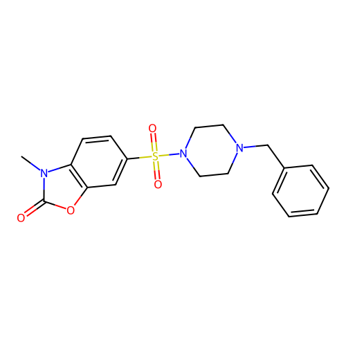 6-[(4-benzylpiperazin-1-yl)sulfonyl]-3-methyl-1,3-benzoxazol-2(3H)-one structure