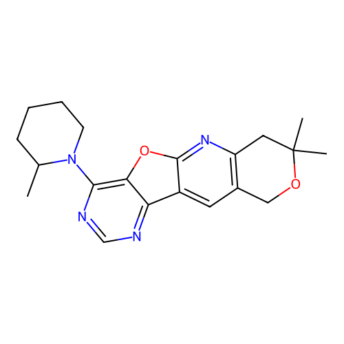 8,8-dimethyl-4-(2-methylpiperidin-1-yl)-7,10-dihydro-8H-pyrano[3'',4'':5',6']pyrido[3',2':4,5]furo[3,2-d]pyrimidine structure