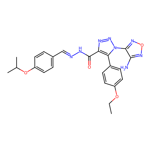 1-(4-amino-1,2,5-oxadiazol-3-yl)-5-(4-ethoxyphenyl)-N'-{(E)-[4-(propan-2-yloxy)phenyl]methylidene}-1H-1,2,3-triazole-4-carbohydrazide structure