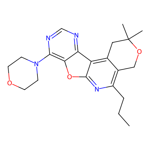 2,2-dimethyl-8-(morpholin-4-yl)-5-propyl-1,4-dihydro-2H-pyrano[4'',3'':4',5']pyrido[3',2':4,5]furo[3,2-d]pyrimidine structure