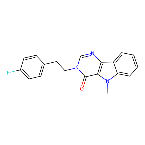 3-[2-(4-fluorophenyl)ethyl]-5-methyl-3,5-dihydro-4H-pyrimido[5,4-b]indol-4-one structure