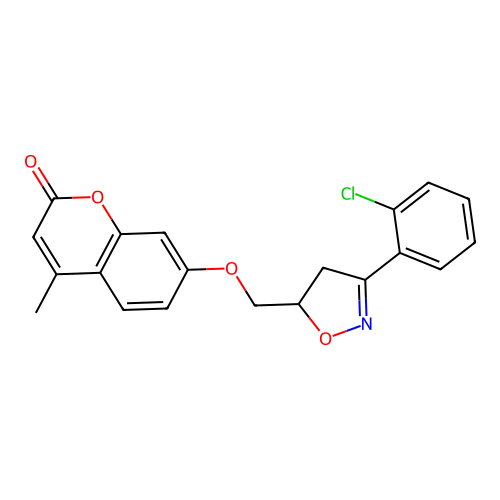 7-[3-(2-Chloro-phenyl)-4,5-dihydro-isoxazol-5-ylmethoxy]-4-methyl-chromen-2-one structure