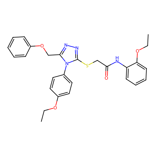 N-(2-ethoxyphenyl)-2-[[4-(4-ethoxyphenyl)-5-(phenoxymethyl)-1,2,4-triazol-3-yl]sulfanyl]acetamide structure